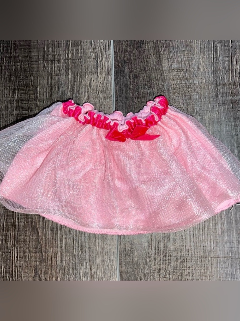 💞 Pink Double Layer Shimmer Tulle Skirt with Ribbon Waist for Dolls